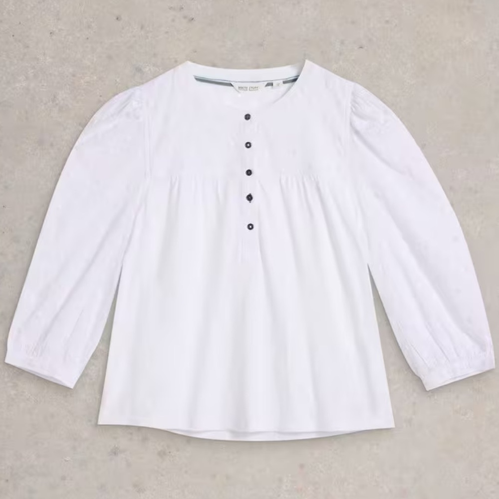 White Stuff Elisa Dobby Mix Top Pale Ivory Women’s US 6 Sample NWT - Picture 4 of 11